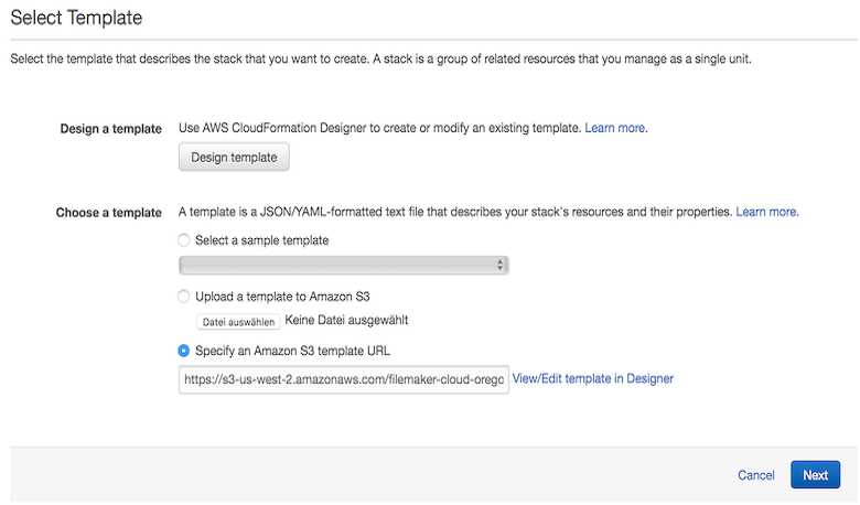 AWS Marketplace - Seite „Select Template“ (Vorlage wählen)
