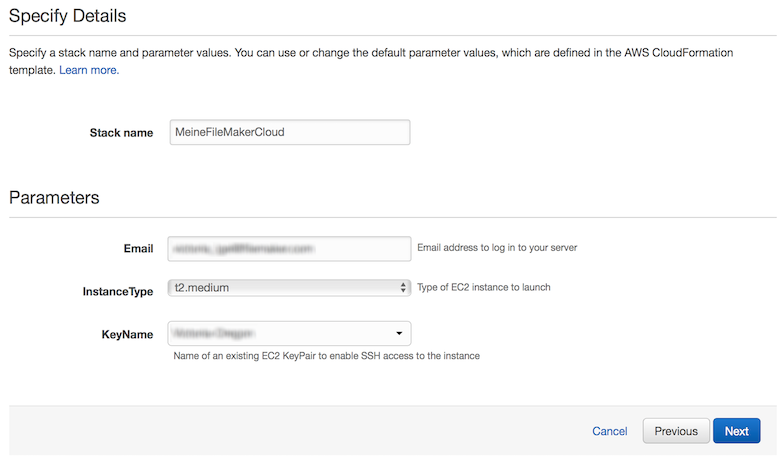 AWS Marketplace - Seite „Specify Details“ (Details angeben)