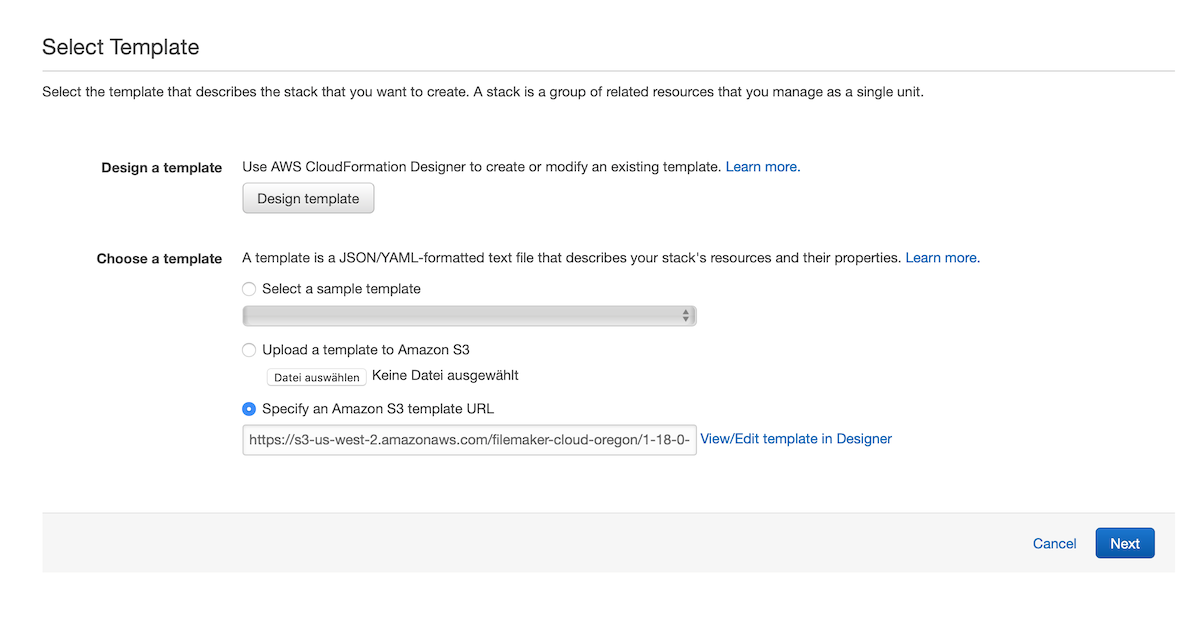 AWS Marketplace - Seite „Select Template“ (Vorlage wählen)