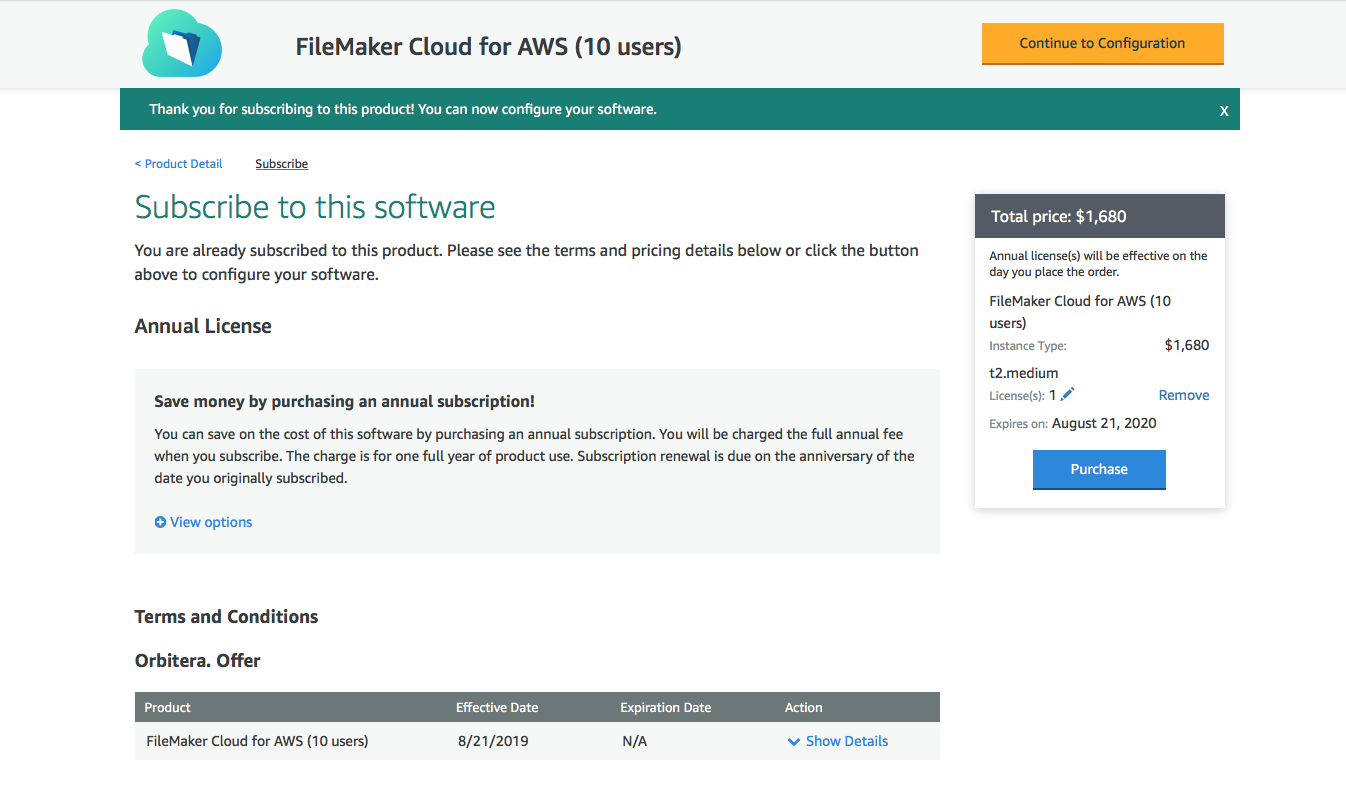 AWS Marketplace - 年間サブスクリプションの購入
