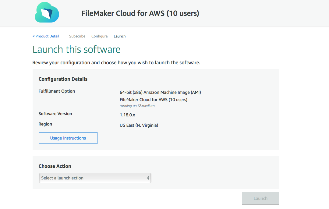 AWS Marketplace - Usage Instructions の表示