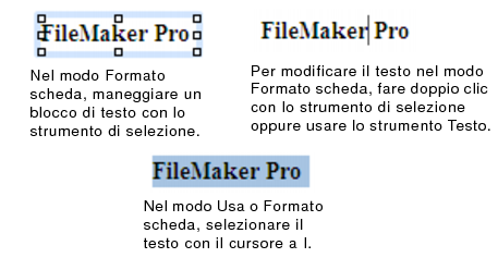 Esempio di selezione del testo