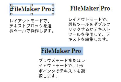 テキストの選択の例