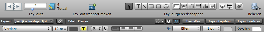 Statusbalk in de lay-outmodus in Mac OS