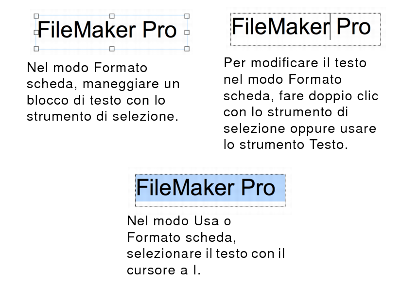 Esempio di selezione del testo