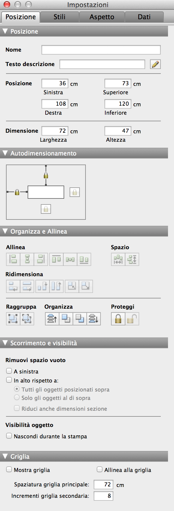 Finestra Impostazioni