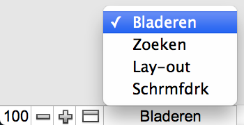Venstermenu voor modi