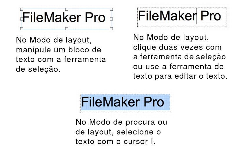Exemplo de seleção de texto