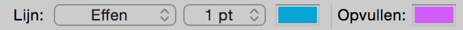 De besturingselementen Lijn en Opvulling op de opmaakbalk