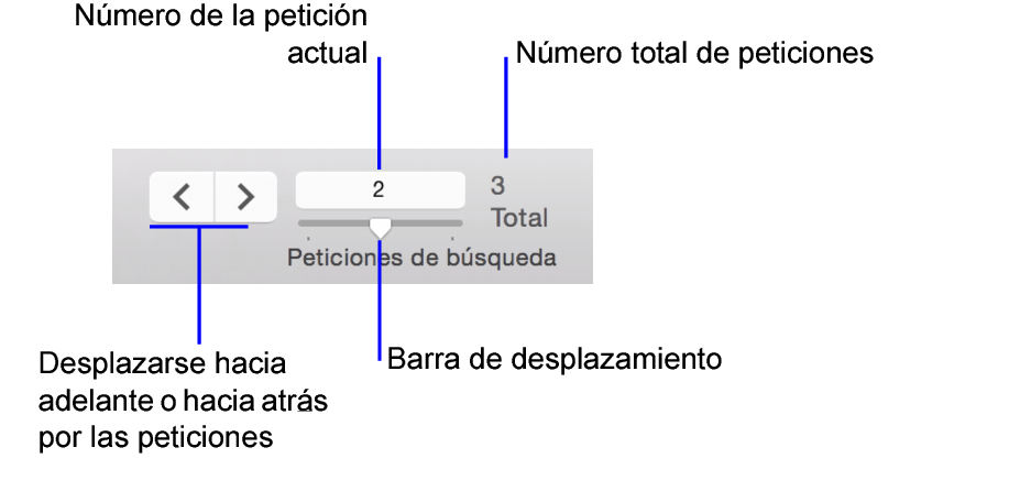 Controles de navegación en el modo Buscar