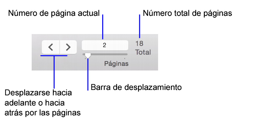 Controles de navegación en el modo Vista previa