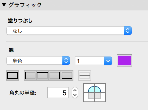 インスペクタのグラフィック領域