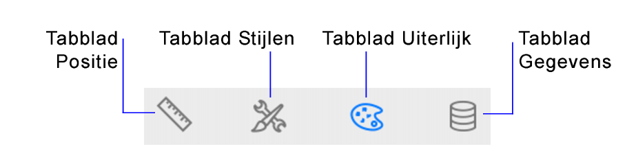 Pictogrammen van tabbladen in infovenster