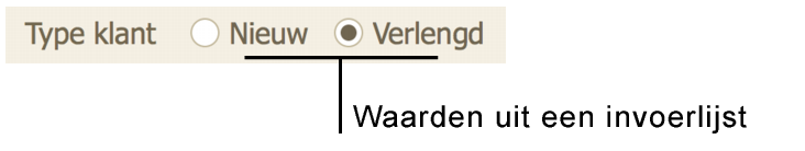 Veld dat keuzerondjes weergeeft