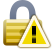 Pictogram van gesloten hangslot met een uitroepteken