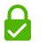 Pictogram van gesloten hangslot met een vinkje