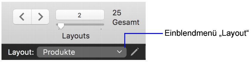 Einblendmenü „Layout“