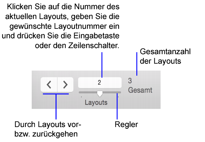 Navigationssteuerelemente im Layoutmodus