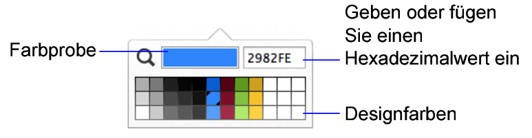 Designfarben in der Farbpalette