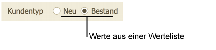 Feld mit Optionsfeldern