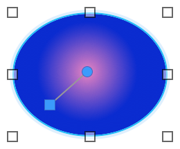 Radial color gradient and gradient control shown on selected object