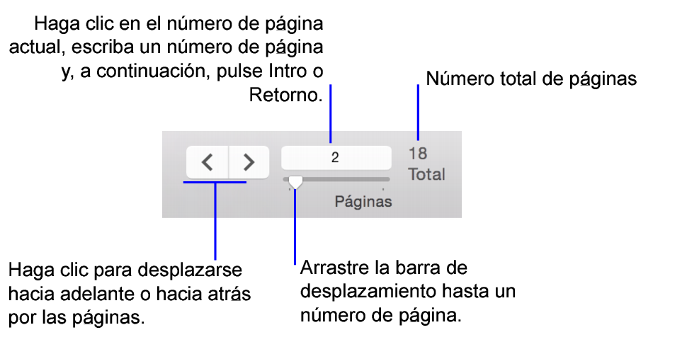 Controles de navegación en el modo Vista previa