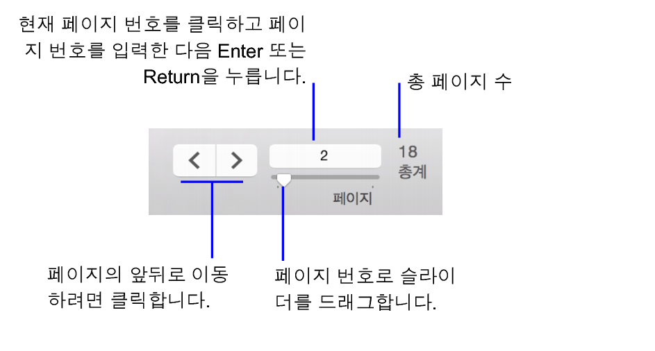 미리보기 모드에서 탐색 제어