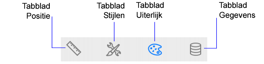 Pictogrammen van tabbladen in infovenster