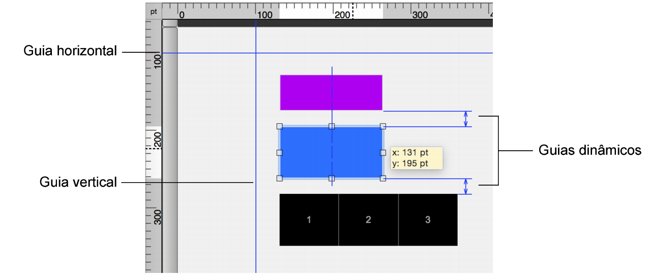 Guias e guias dinâmicos em um layout