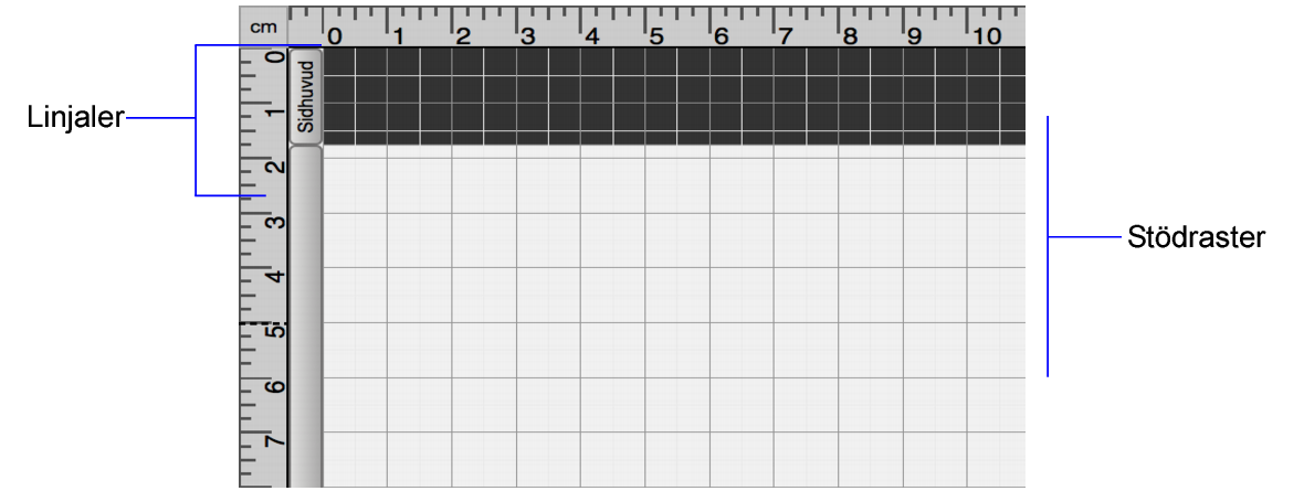 Tom layout med linjaler och stödraster