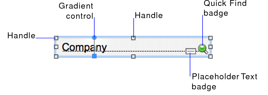 Field with badges, controls, and other visual indicators