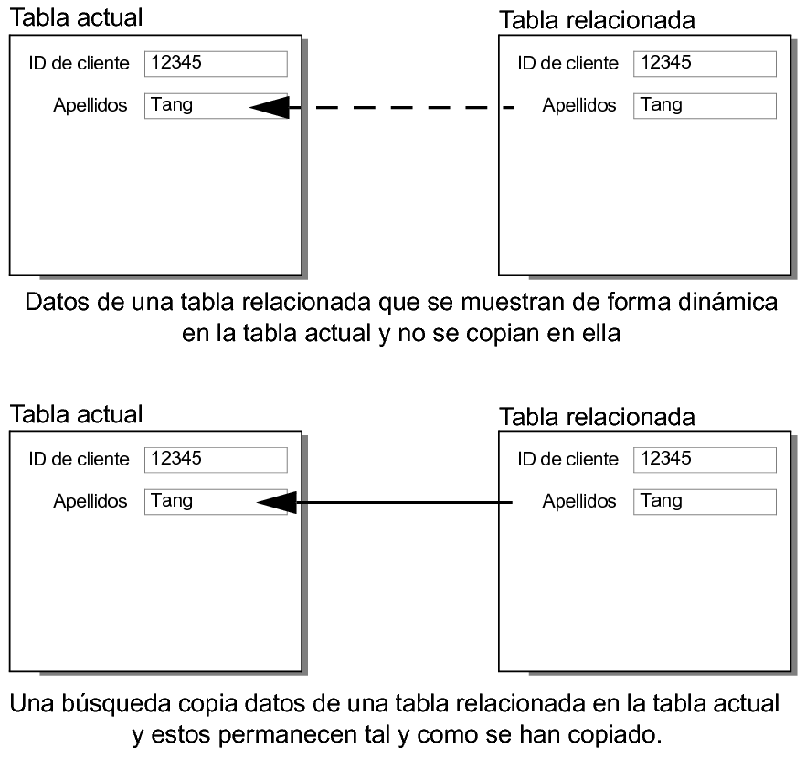 Diferencia entre los datos que se muestran de forma dinámica y se copian de forma estática