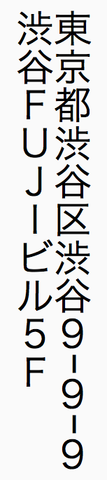 Rotación sólo de los caracteres (ejemplo de hankaku)