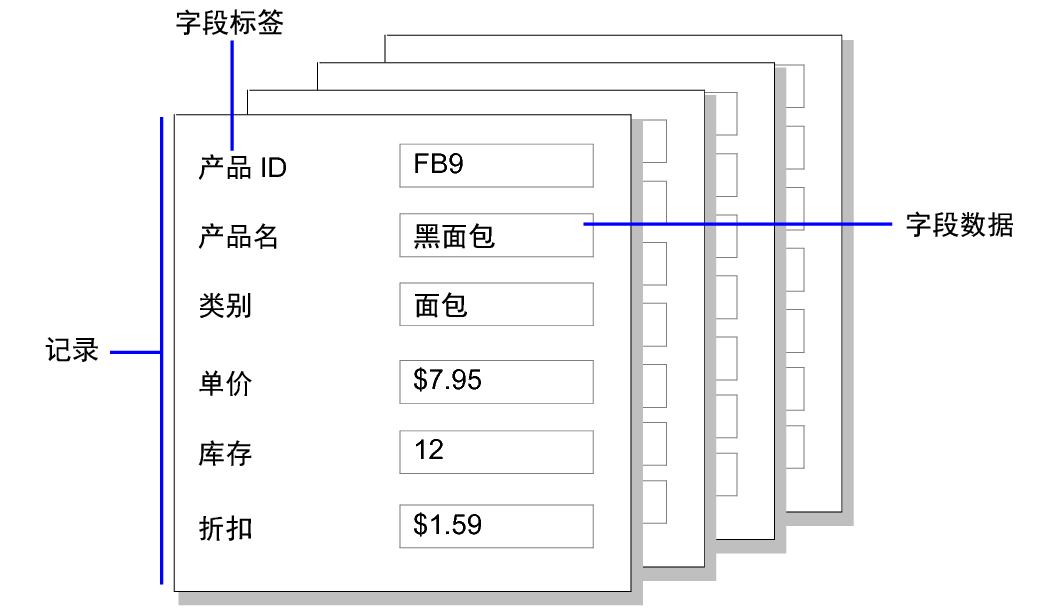 记录、字段数据与字段标签示例