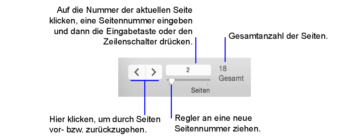 Navigationssteuerelemente im Seitenansichtsmodus