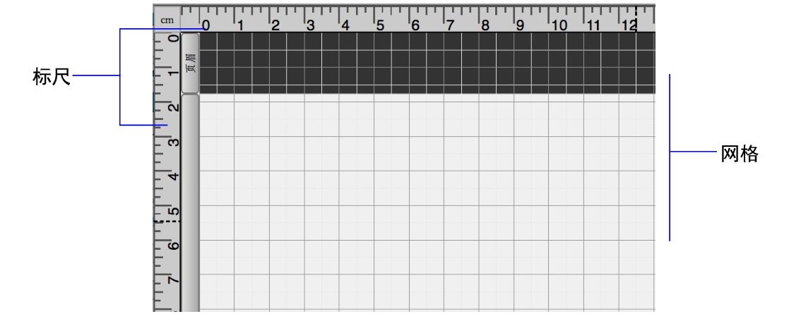 显示标尺和网格的空白布局