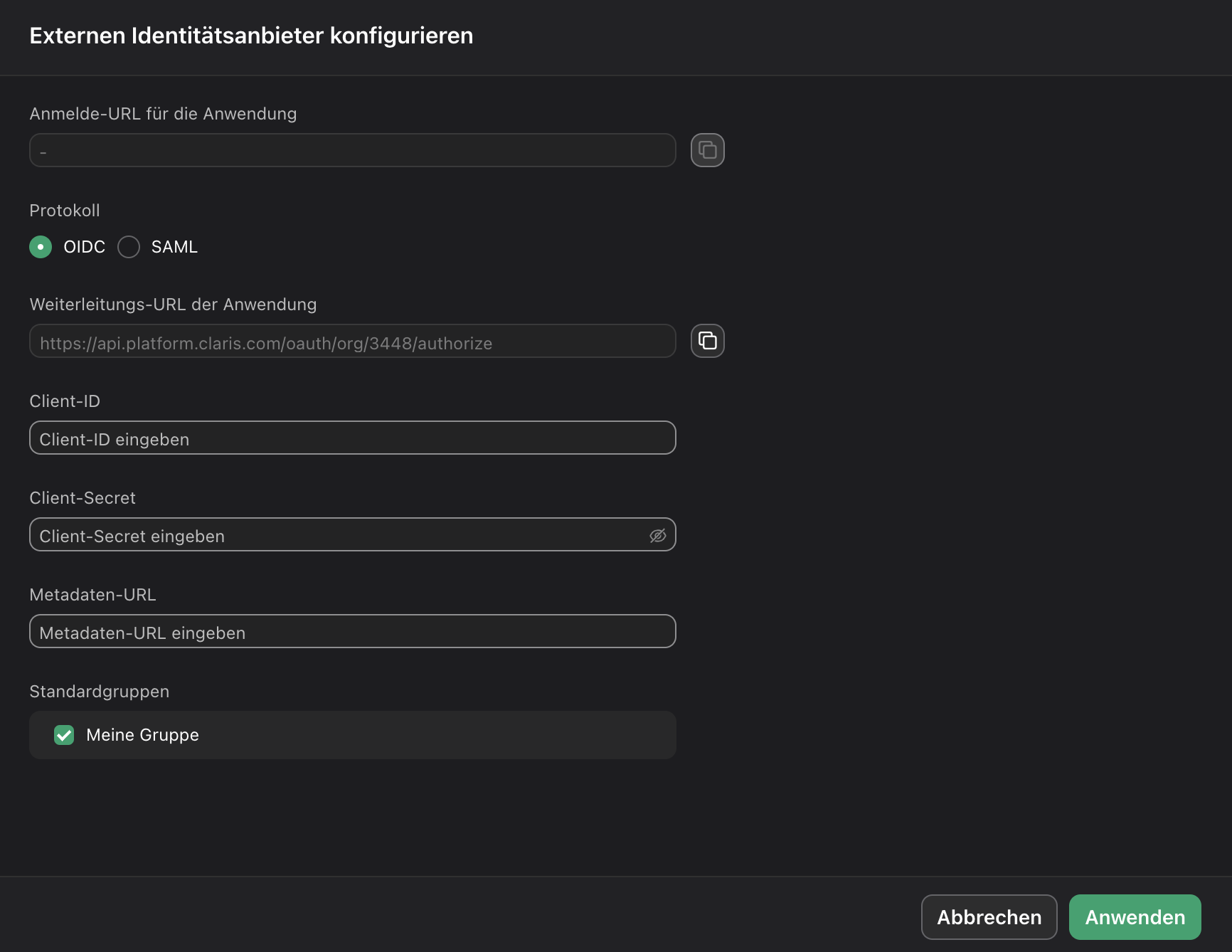 Claris Studio, Okta SAML externer IdP Konfiguration
