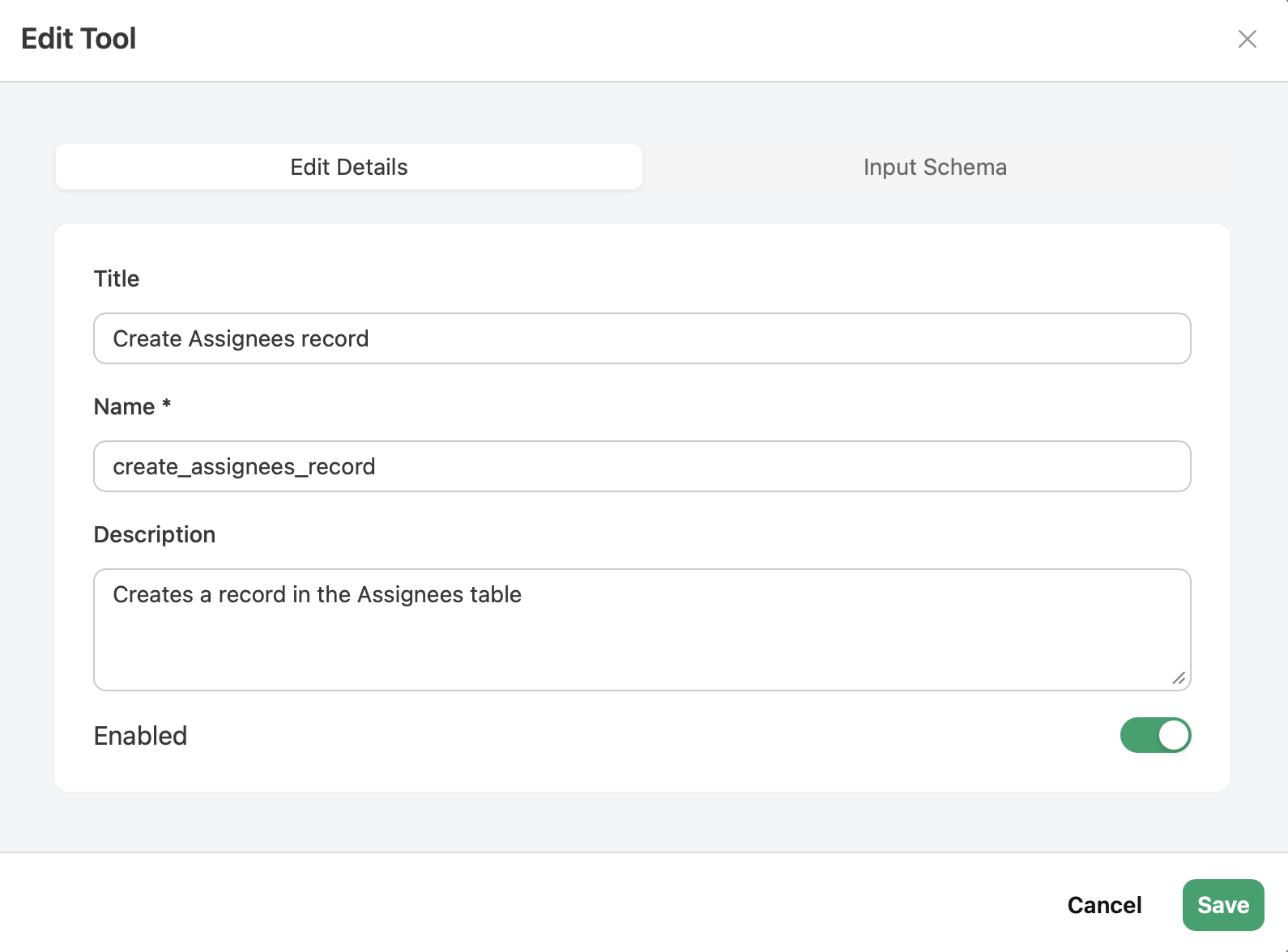 MCP Configuration, Tool, Edit Details