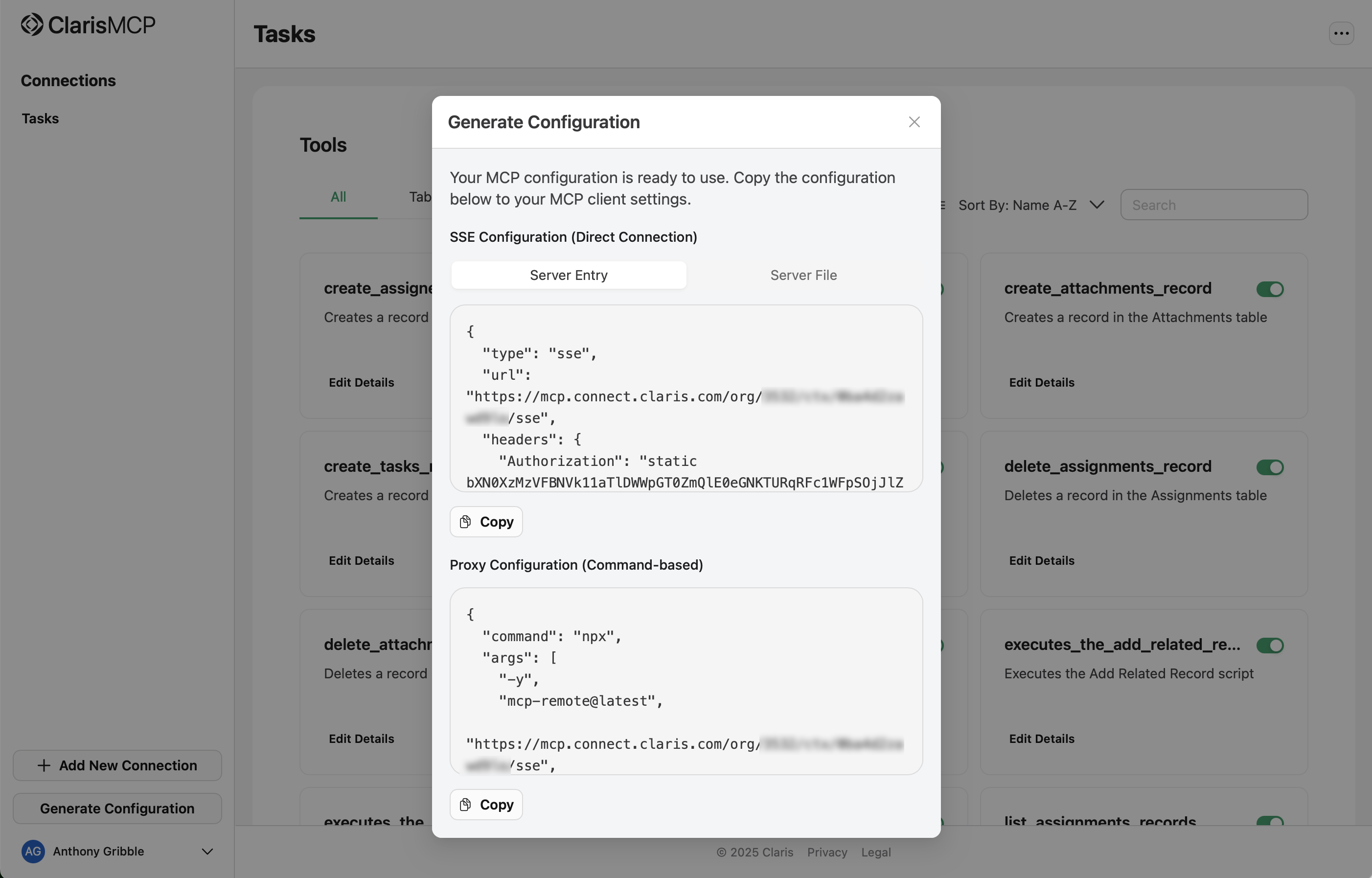 Claris MCP, Generate Configuration