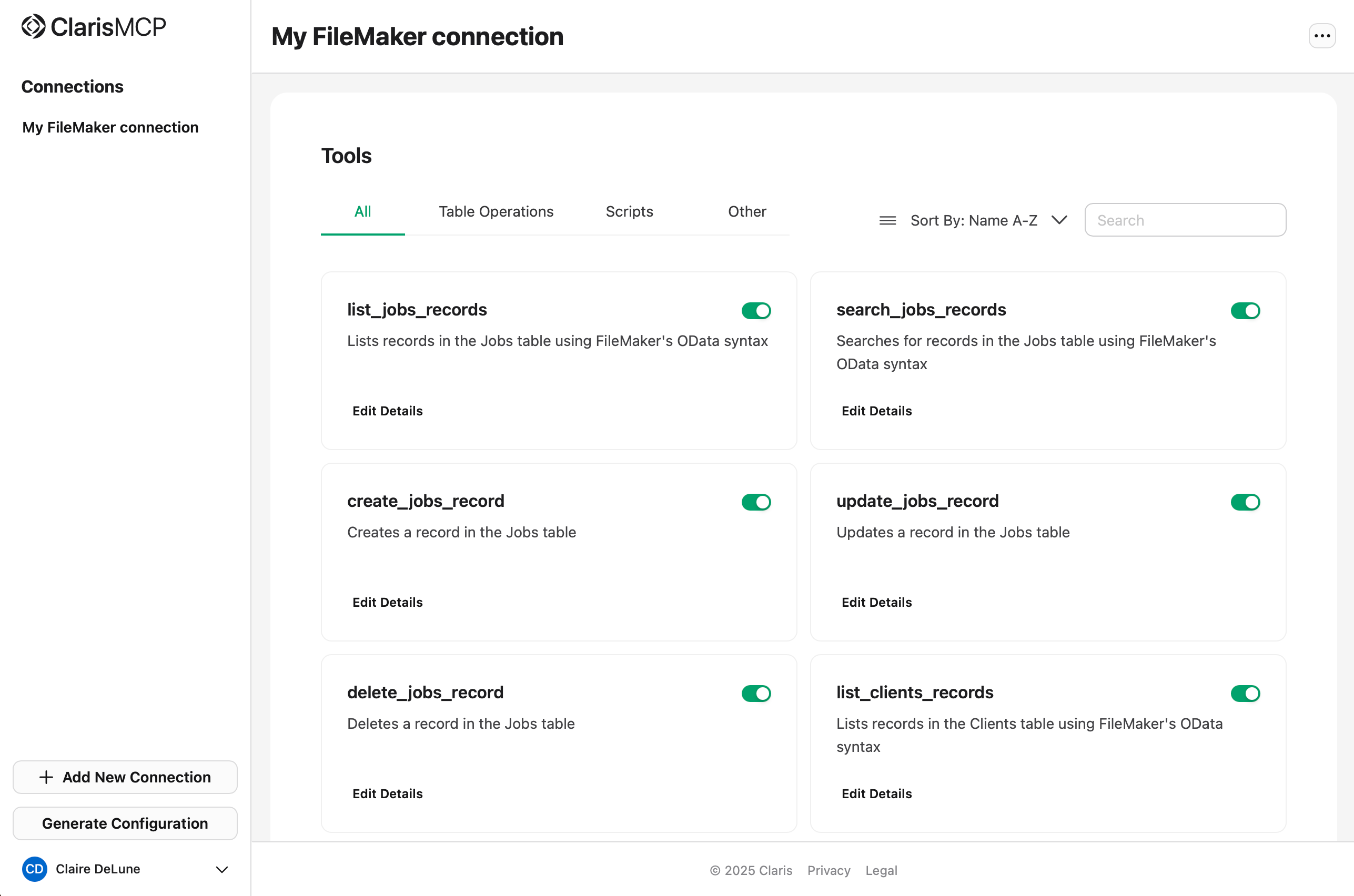 Claris MCP, Connection overview