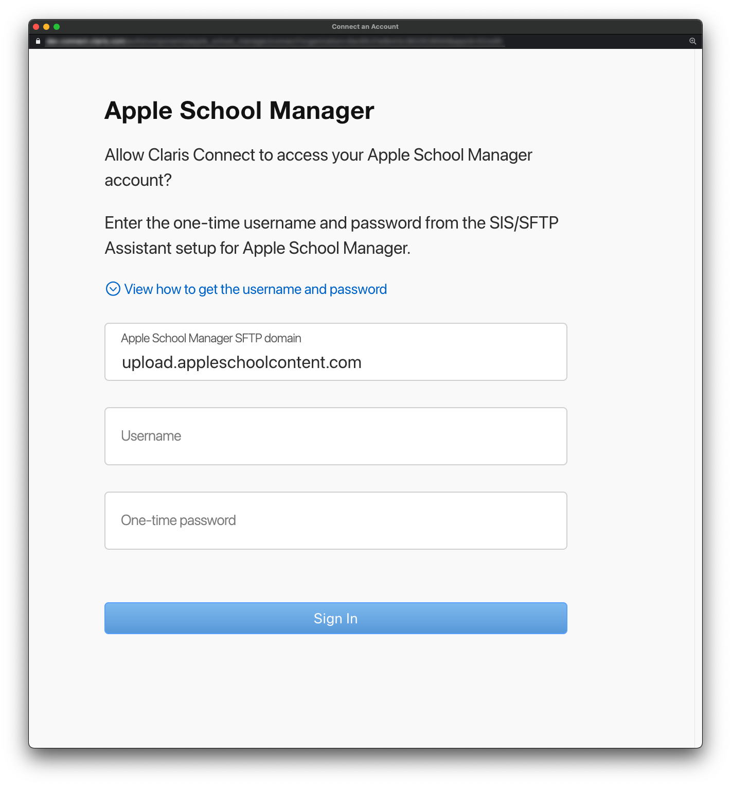 Apple School Manager dialog