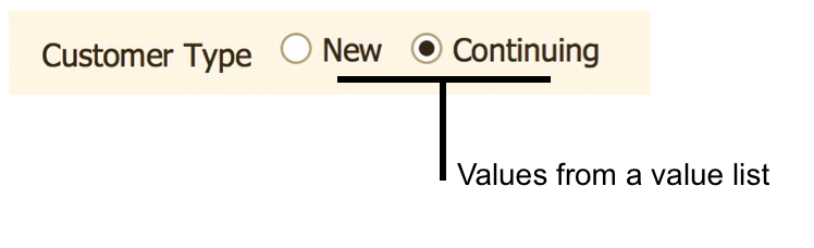 Field displaying radio buttons