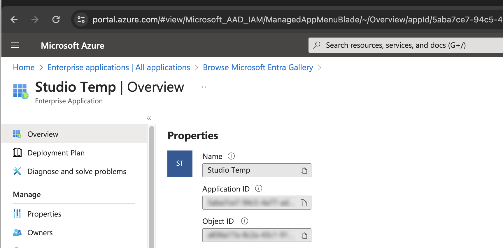 Microsoft Azure, ID de aplicación