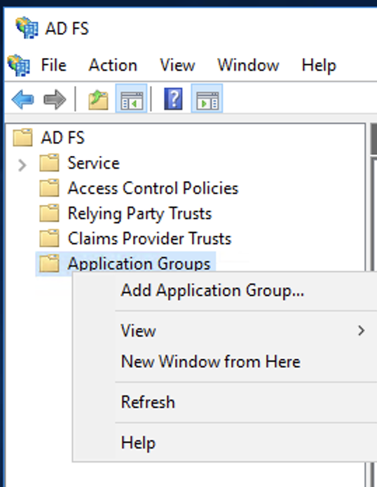 Active Directory Federation Services, ajouter un groupe d'applications
