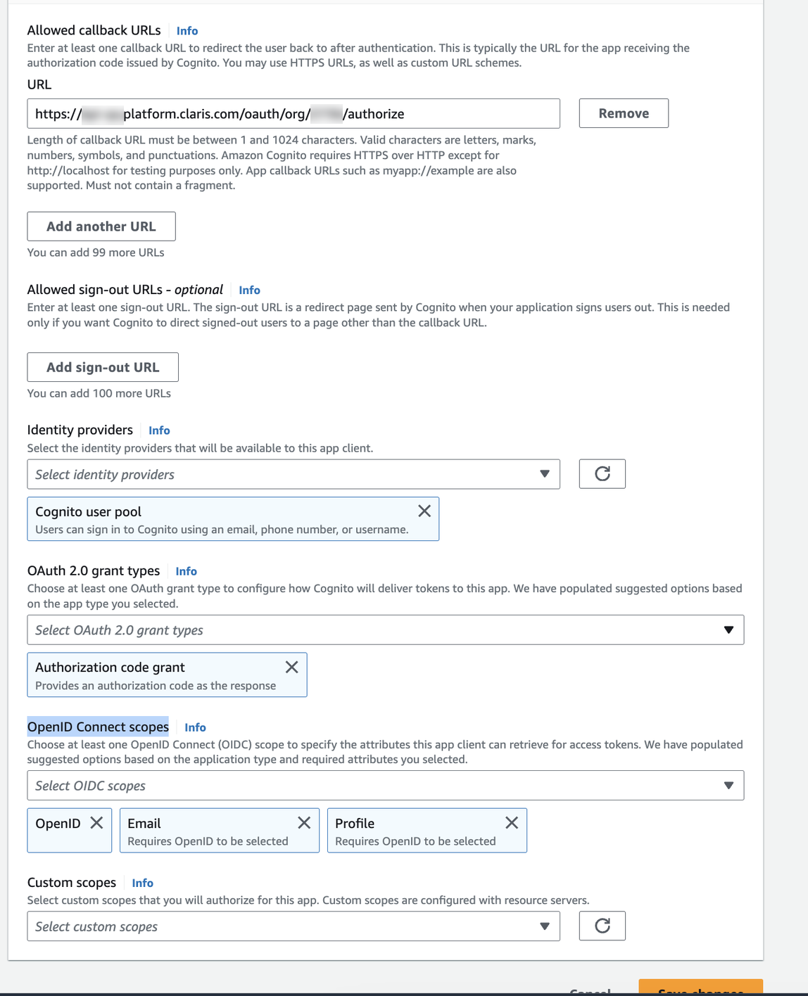 Amazon Cognito, détails de l'interface utilisateur hébergée