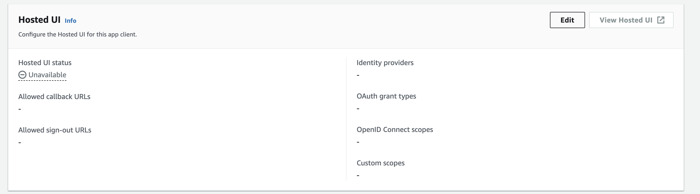 Amazon Cognito, interface utilisateur hébergée, modifier