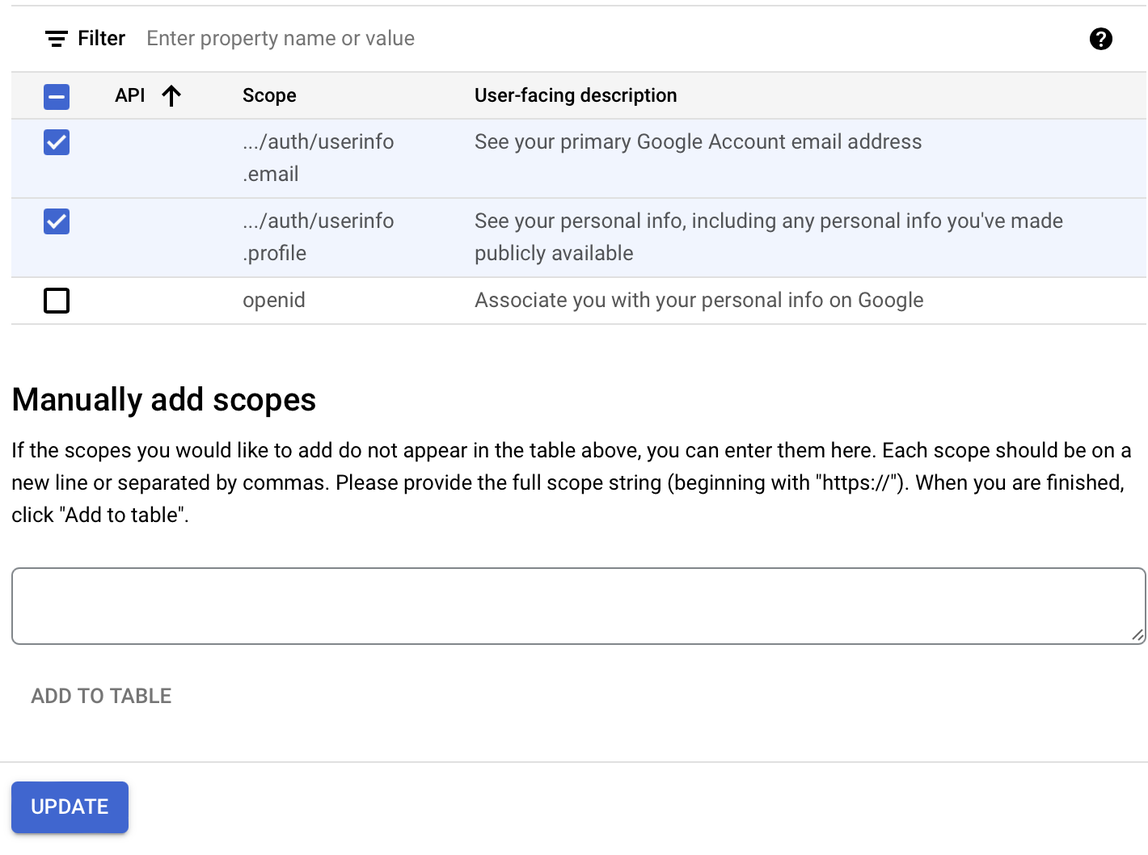 Google Workspace OIDC, ajouter des options