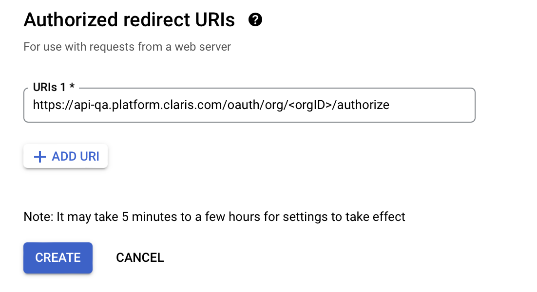 Google Workspace OIDC, URI de redirection autorisés, créer