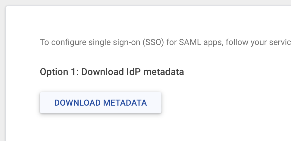 Google Workspace SAML, télécharger les métadonnées
