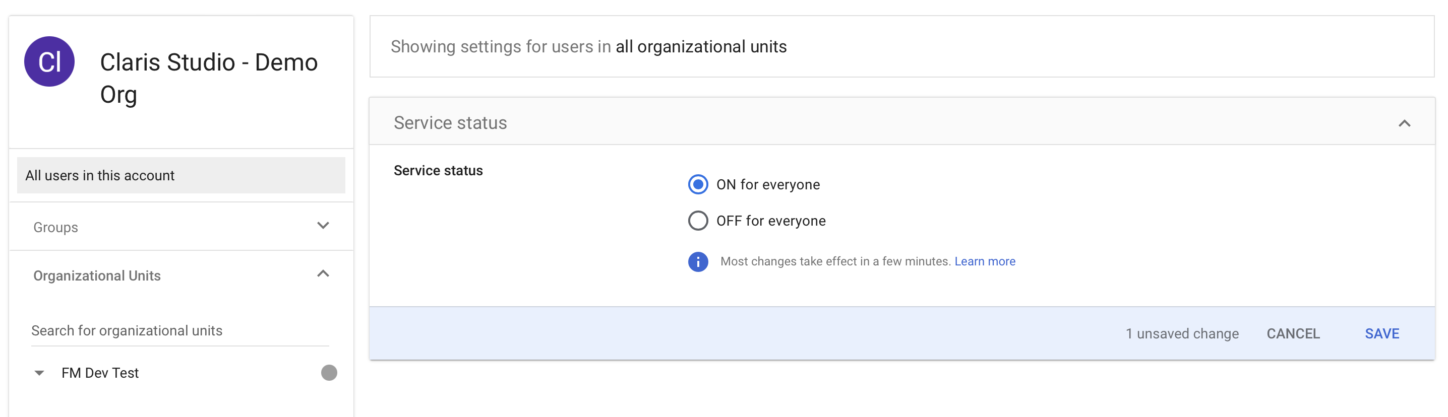 Google Workspace SAML, état du service